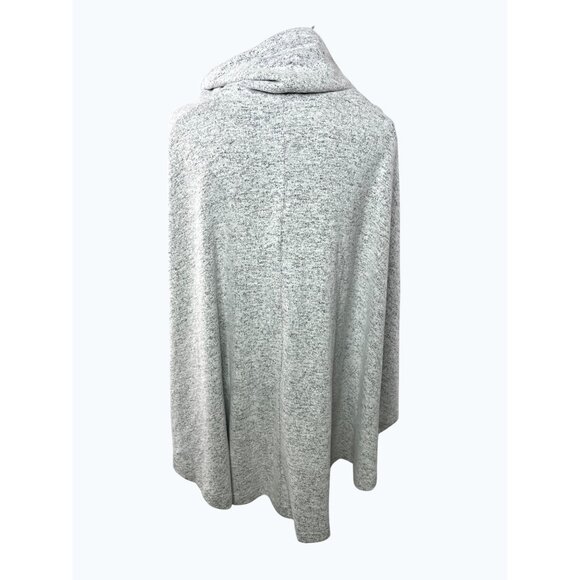 White House Black Market Heather Gray Cowl Neck Poncho With Satin Tie Accents - Picture 2 of 7